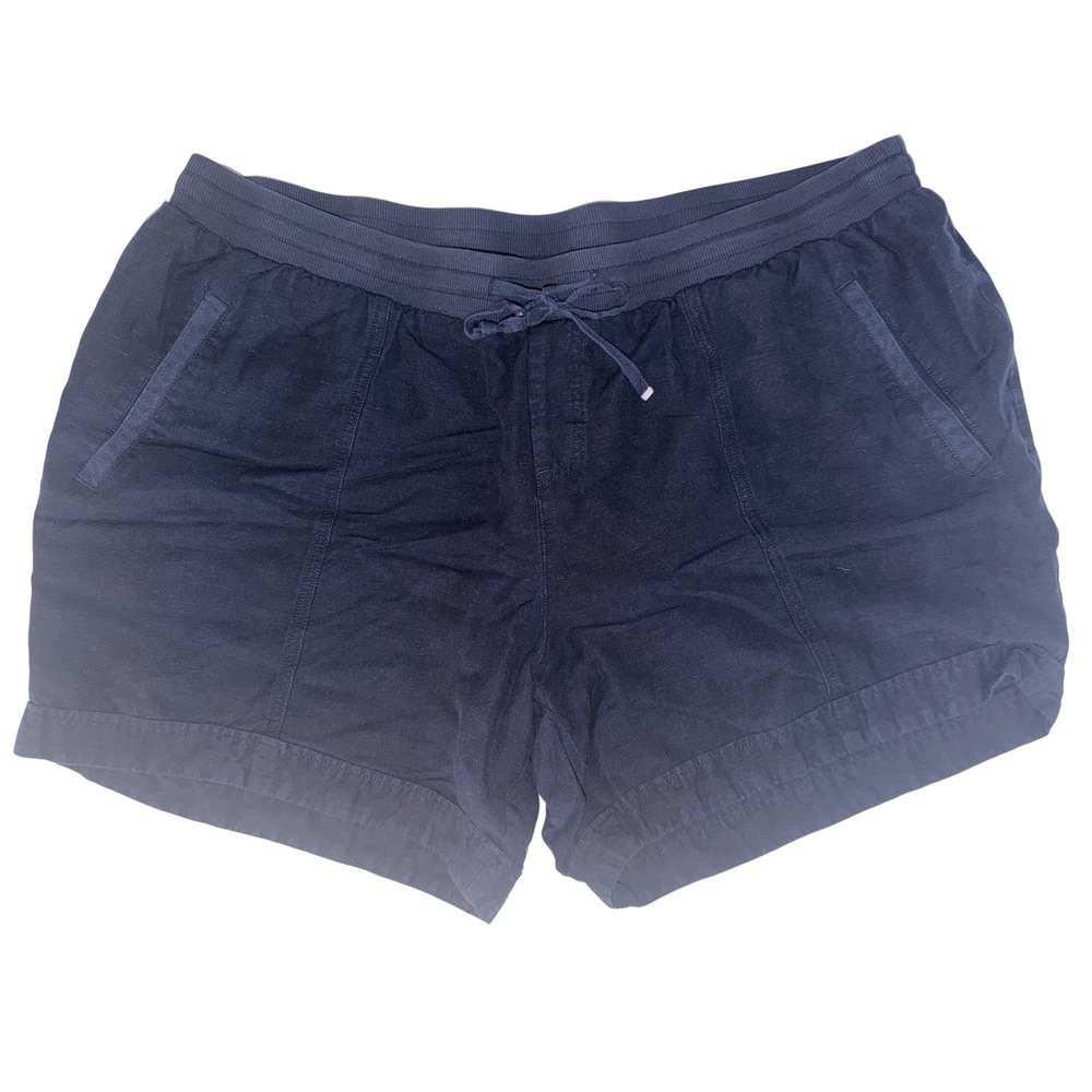 Lane Bryant Shorts Womens 22/24 Navy Blue Linen Drawstring Waist Fisherman